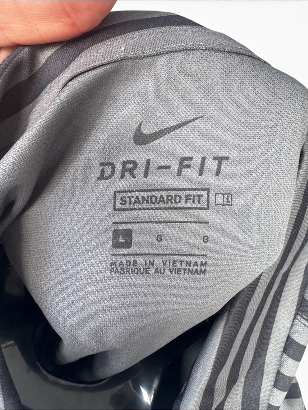 104. Nike Gray and Charcoal Striped Polo Shirt - Picture 6 of 8